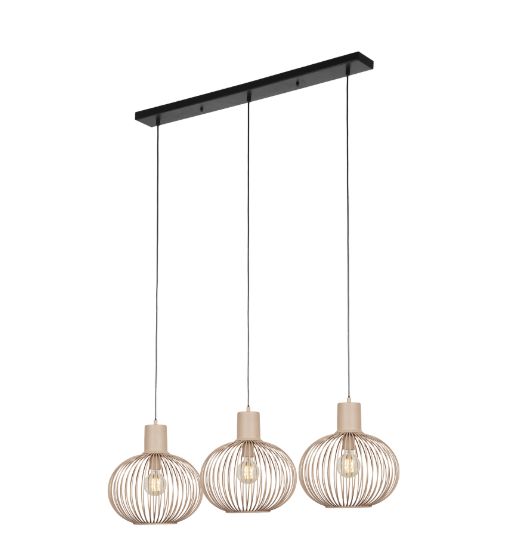 Pakabinamas šviestuvas TRIO GILA, 3 x E27, max 3 x 10W, IP20, smėlio sp, 33 x 120 x 150 cm-0