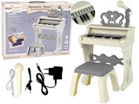 Vaikiškas elektrinis pianinas su kėdute, baltas - 4