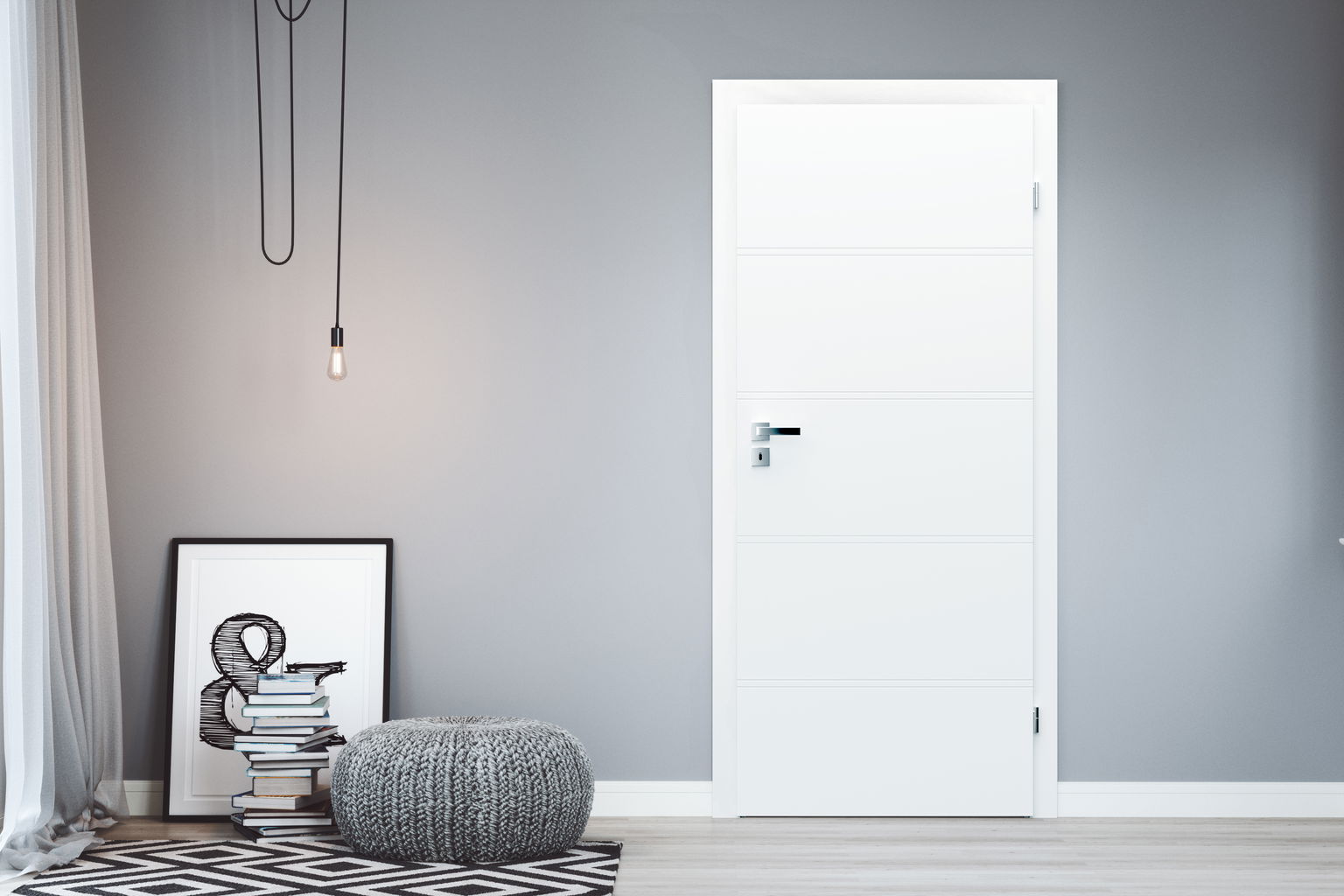 Vidaus durų varčia Trim, baltos sp., mat., 744 x 2030 x 40 mm, dešinė - 2