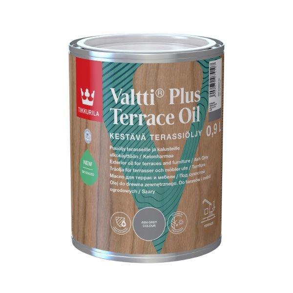 Terasų ir lauko baldų aliejus TIKKURILA VALTTI PLUS TERRACE OIL, pilkos sp., 0,9 l-0