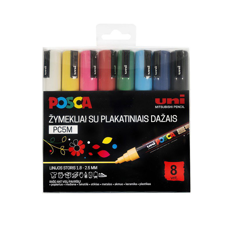 Markerių rinkinys POSCA PC5M, 8 vnt.