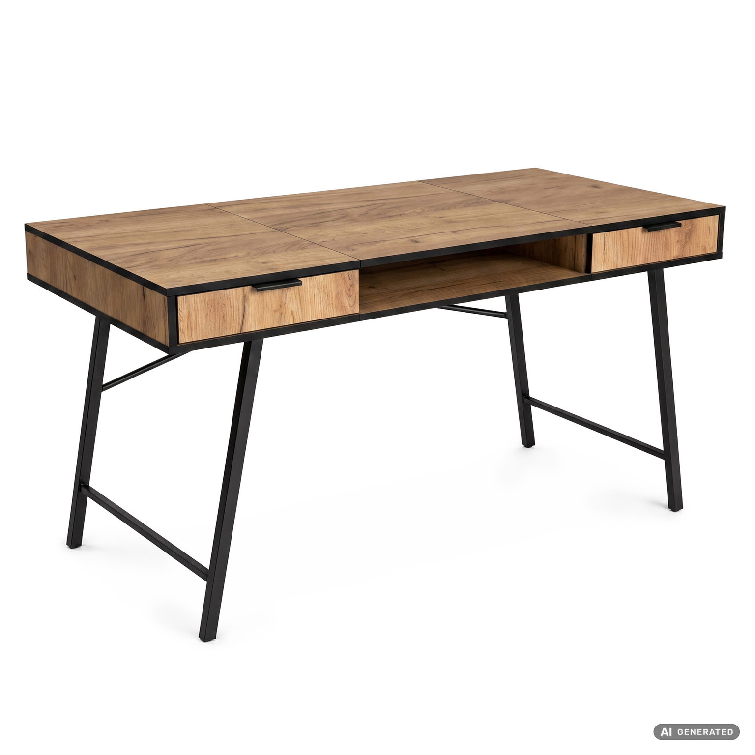 Rašomasis stalas su stalčiais Akord Furniture Factory Arden, 120 cm x 50 cm, 80.5 cm, juoda sp./oak craft sp.-0
