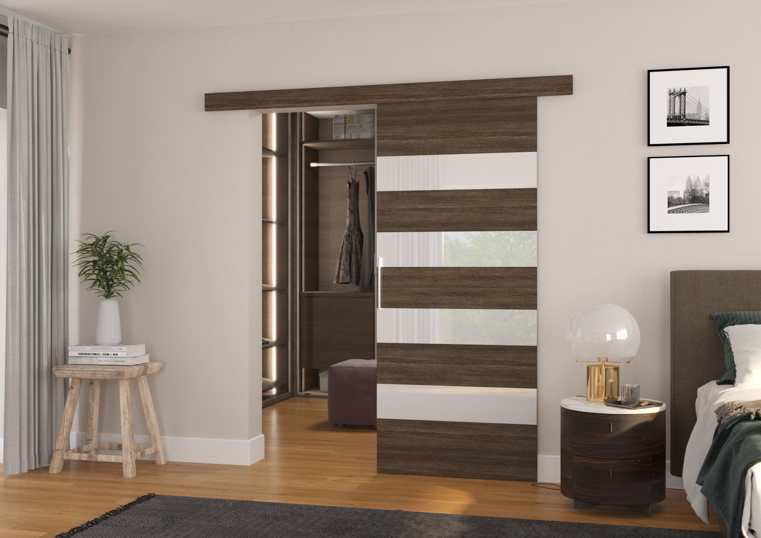 Stumdomos durys MILOU 96, 96 x 205 cm, ruda-0