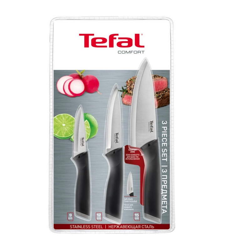 Virtuvinių peilių komplektas TEFAL Comfort, juodos sp., 9cm, 12cm, 15cm, 3 vnt. - 2