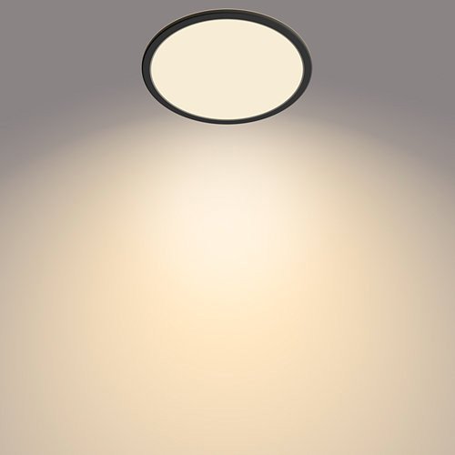 Paviršinis LED šviestuvas PHILIPS SUPERSLIM, IP44, 15 W, 2700 K, 1300 lm, dimer., juodos sp., Ø24 cm - 2