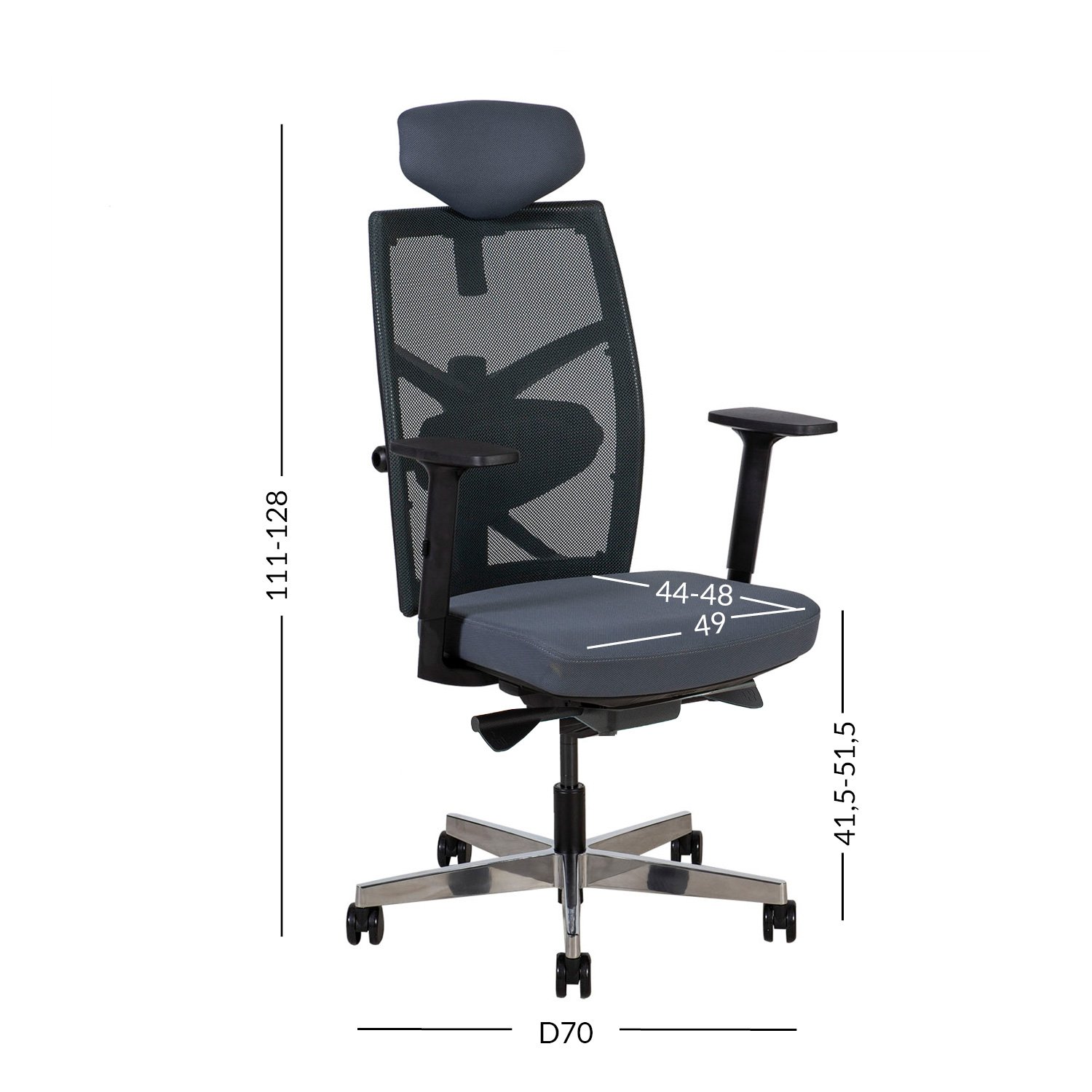 Biuro kėdė TUNE, 70x70x111-128 cm, pilka - 2