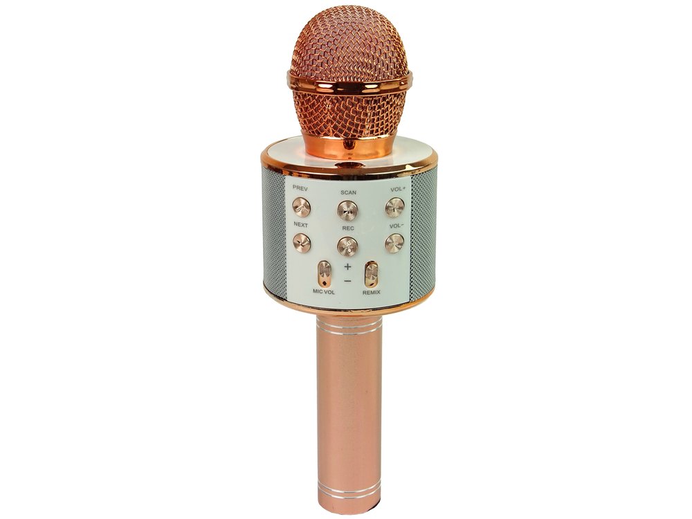 Belaidis karaoke mikrofonas su garsiakalbiais ir įrašymo funkcija WS858, aukso spalvos - 5