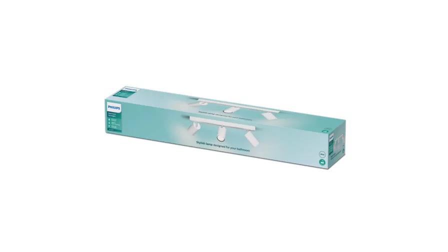 Taškinis LED šviestuvas PHILIPS IDRIS, IP44, 3xGU10, max 3x5W, baltos sp., 8,3x44,2x12cm - 3
