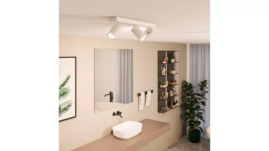 Taškinis LED šviestuvas PHILIPS IDRIS, IP44, 3xGU10, max 3x5W, baltos sp., 8,3x44,2x12cm - 2