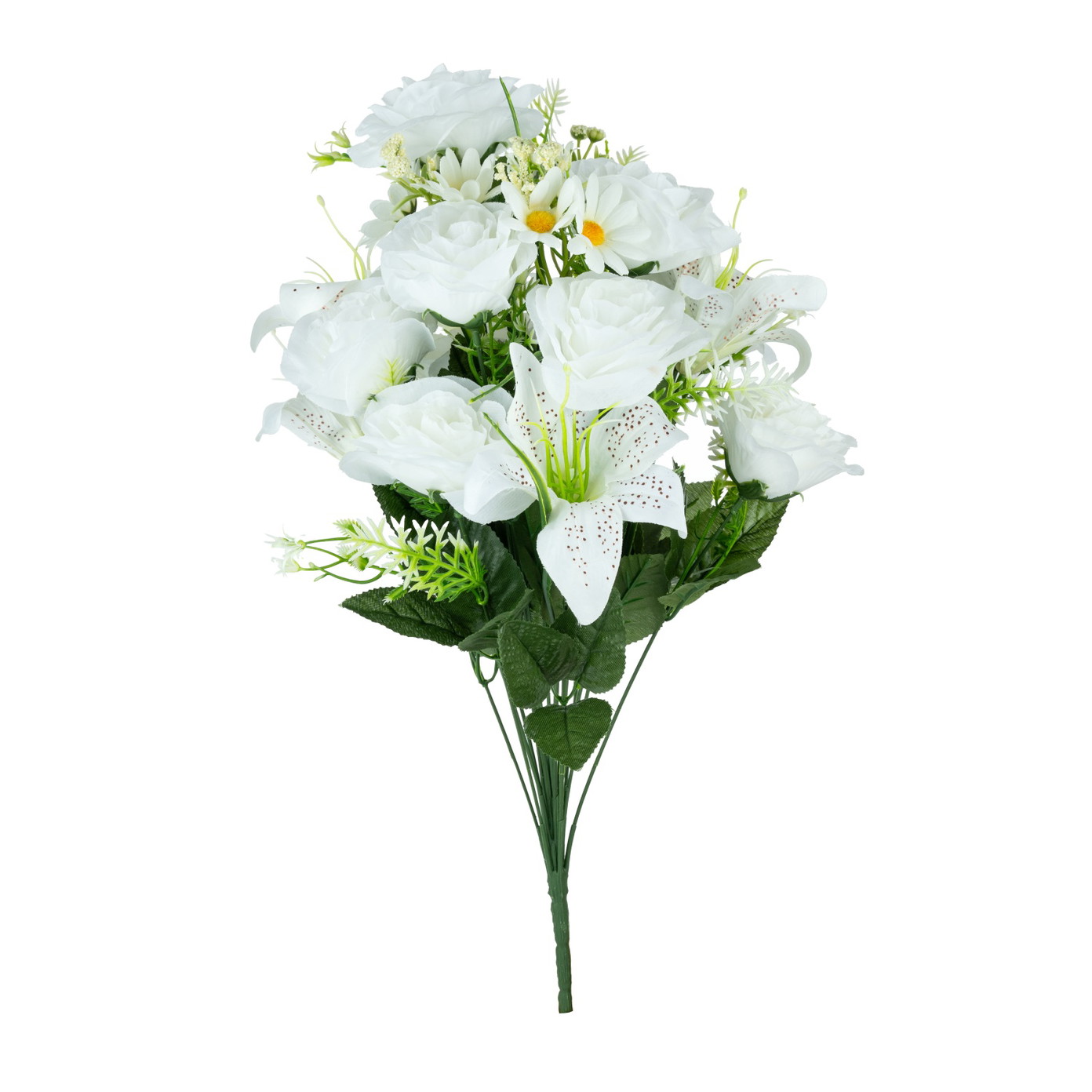 Dirbtinių gėlių puokštė ELEMENTS SENSE LILLY ROSE, baltos sp., 18 žiedų, 53 cm-0