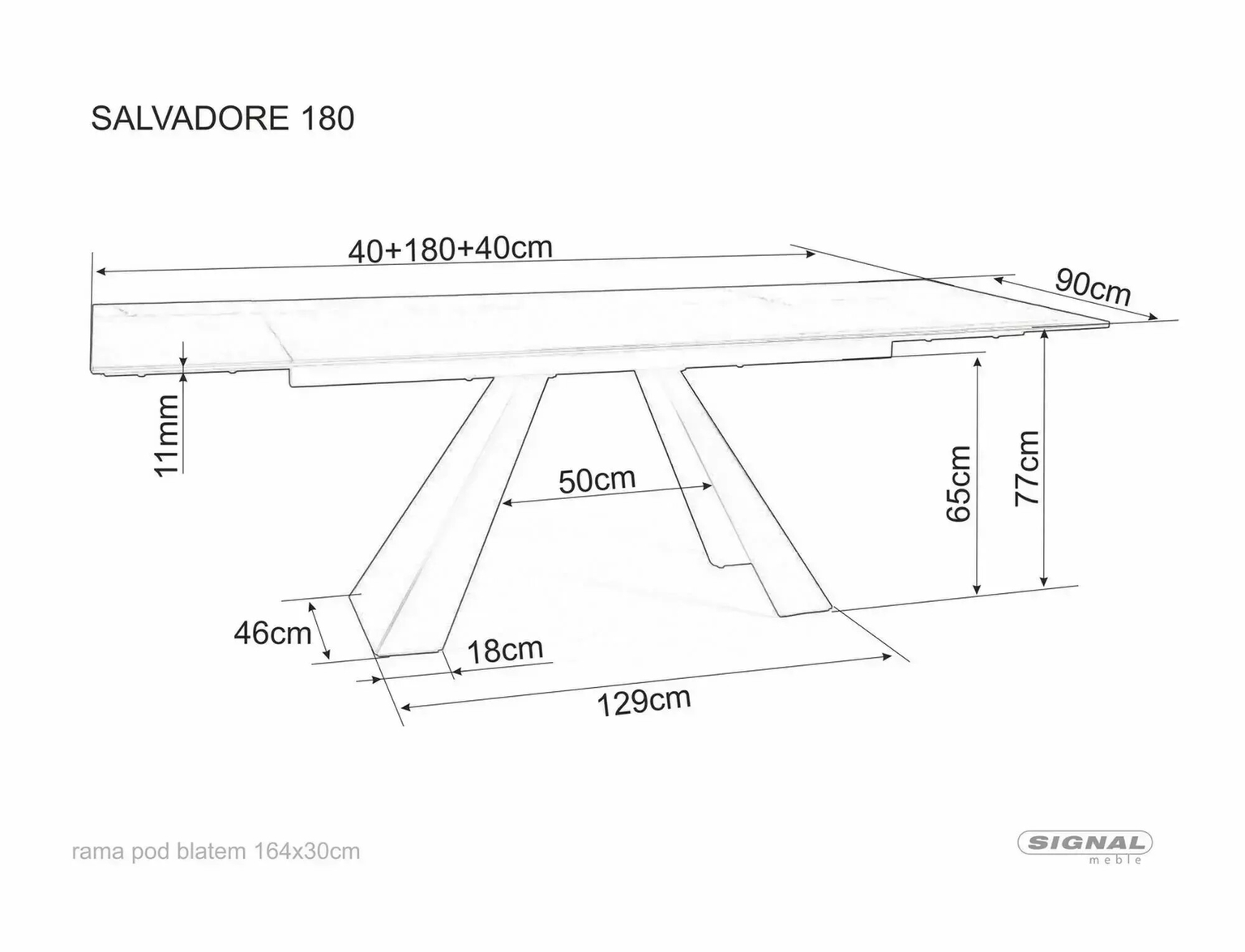 Valgomojo stalas SALVADORE, 180(260) x 90 cm - 3