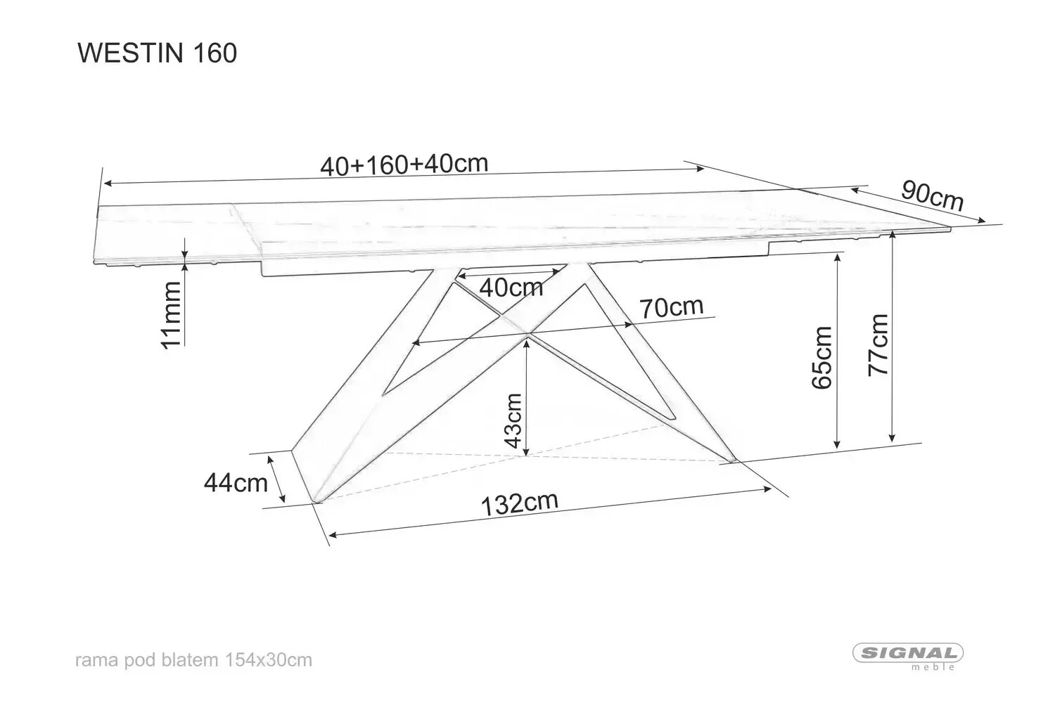 Valgomojo stalas WESTIN I, 160 x 90 cm, juodas-1
