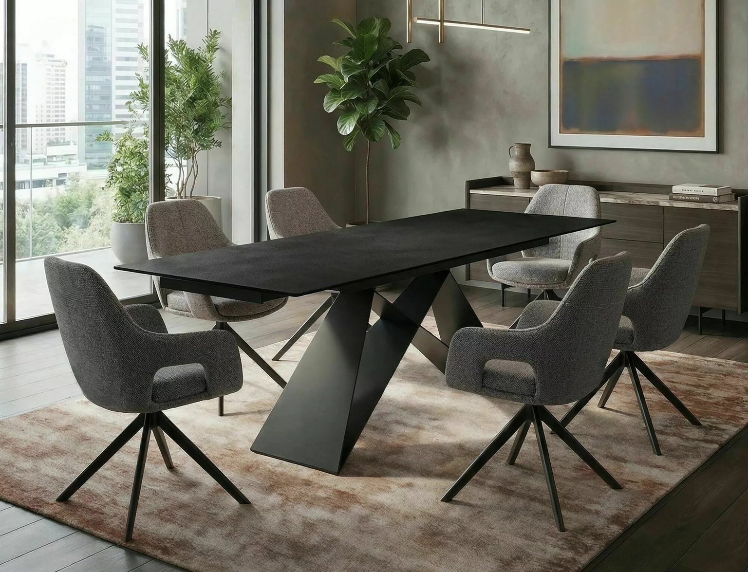 Valgomojo stalas WESTIN I, 160 x 90 cm, juodas - 3