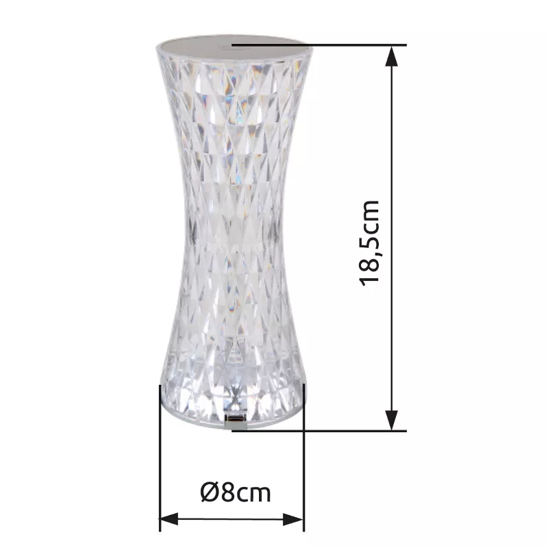 Stalinis LED šviestuvas GLOBO GIXI, 1,5W RGBW, įkraunamas, touch On/Off, kristalų efektas - 7