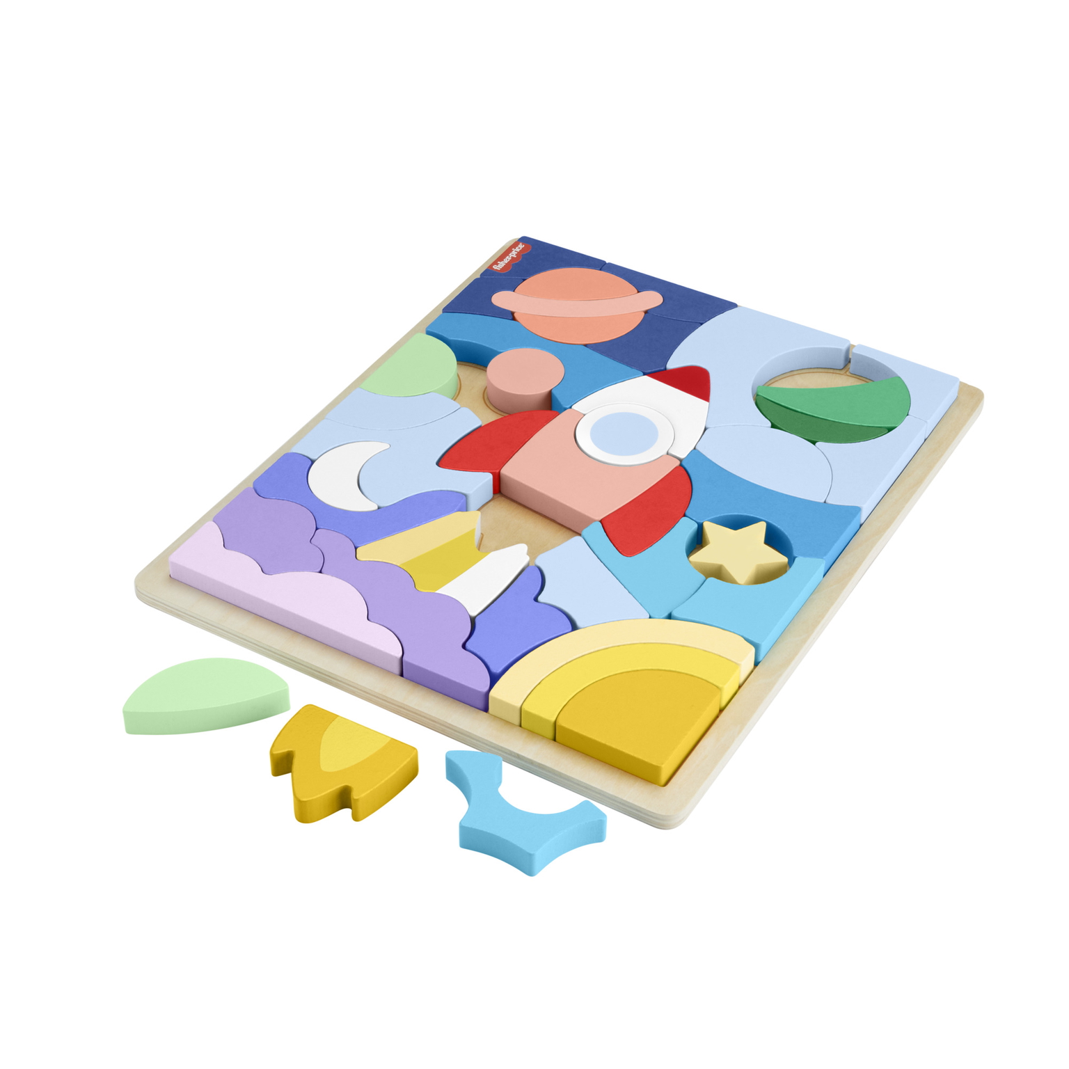 Fisher  price medinė dėlionė raketa - 3