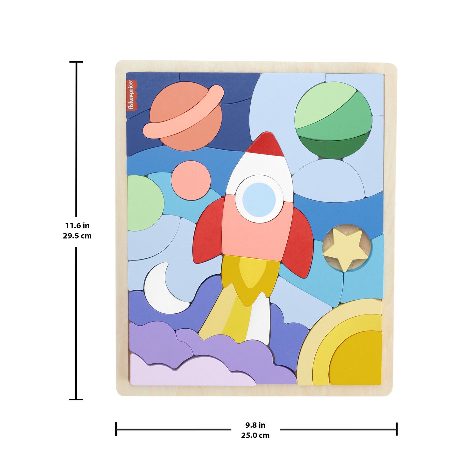 Fisher  price medinė dėlionė raketa - 4