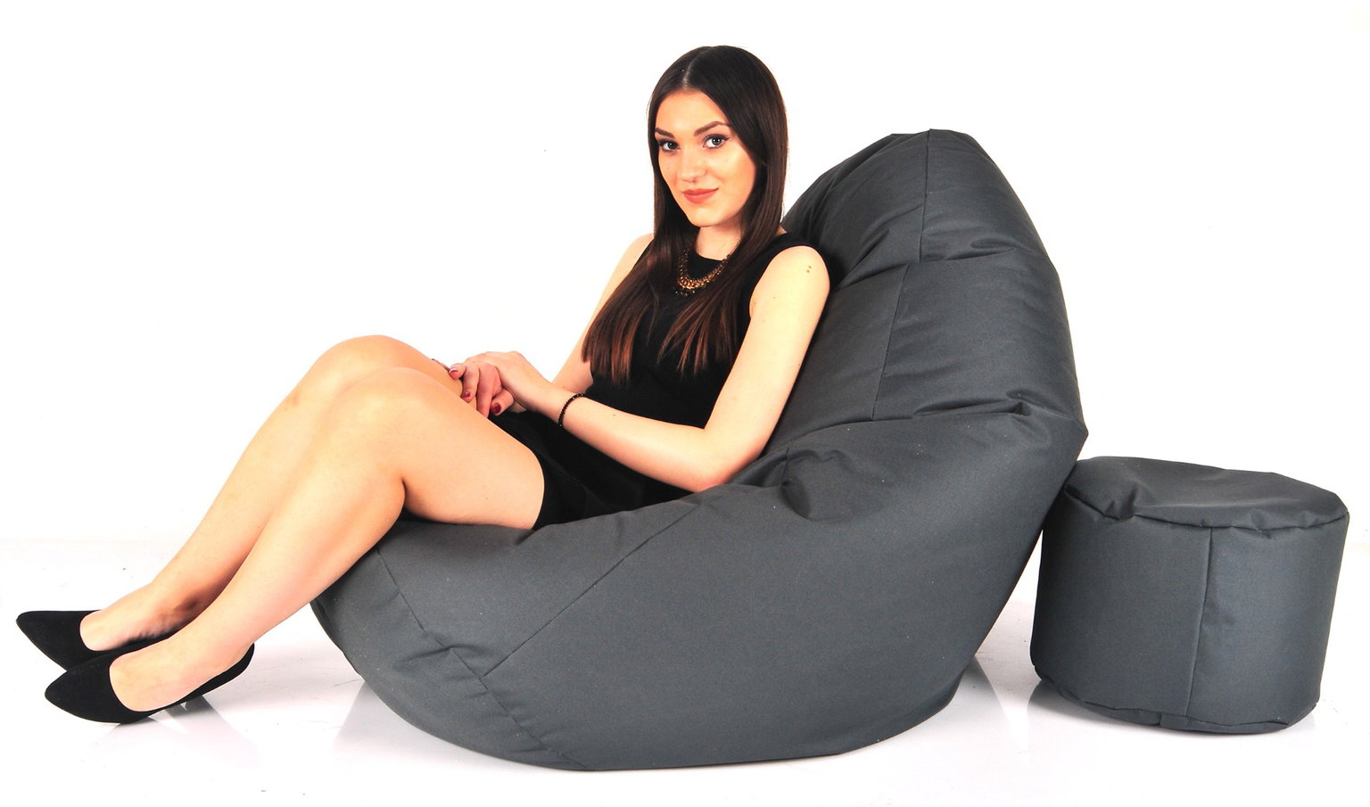 Sėdmaišis su pufu Mega Comfort XXL, kodura, grafito spalvos - 8