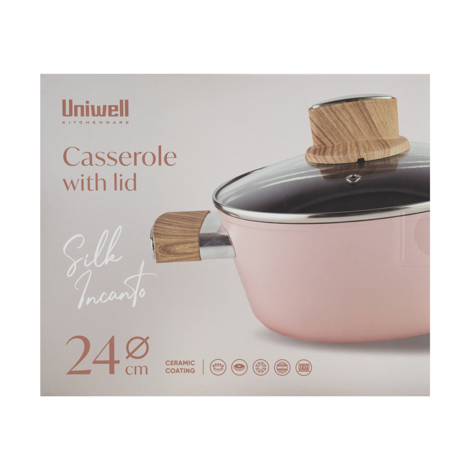 Keraminis puodas su dangčiu UNIWELL, tinka indukc., 24 cm-1