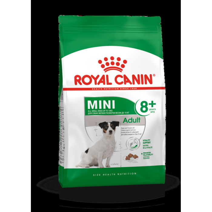 Sausas šunų ėdalas ROYAL CANIN Mini Adult 8+, su vištiena ir kiauliena, 800 g