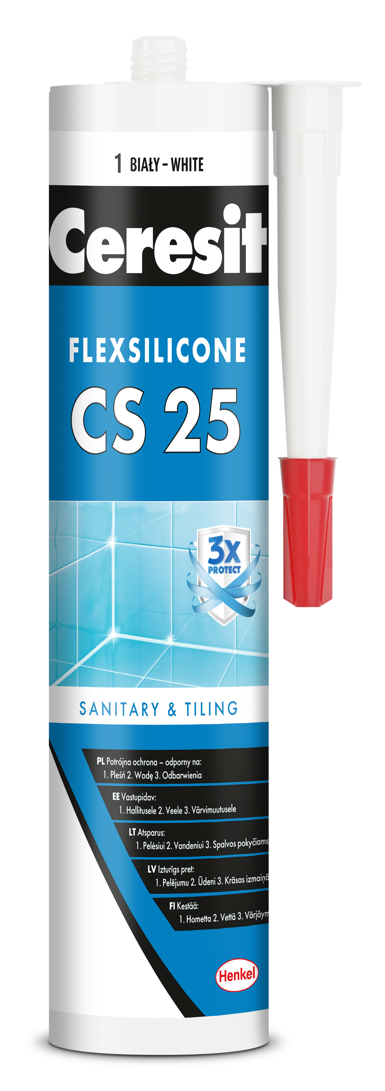 Sanitarinis silikoninis hermetikas CERESIT CS25, 40 jazminų sp., 280 ml - 3