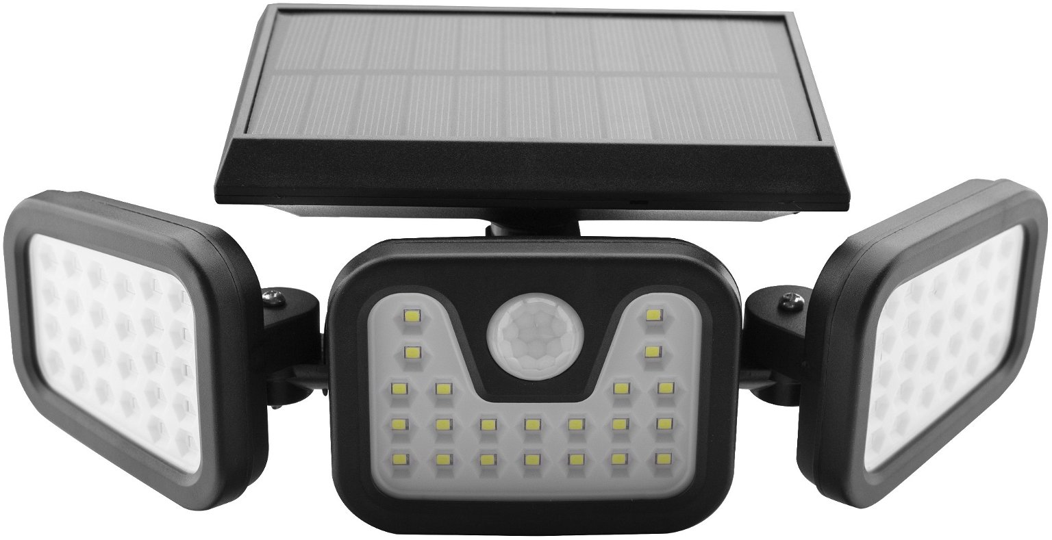 LED lauko prožektorius ENTAC, įkraunamas saulės energija, IP65, 15W, 6000K, 600 lm,  22 x 20 x 13 cm