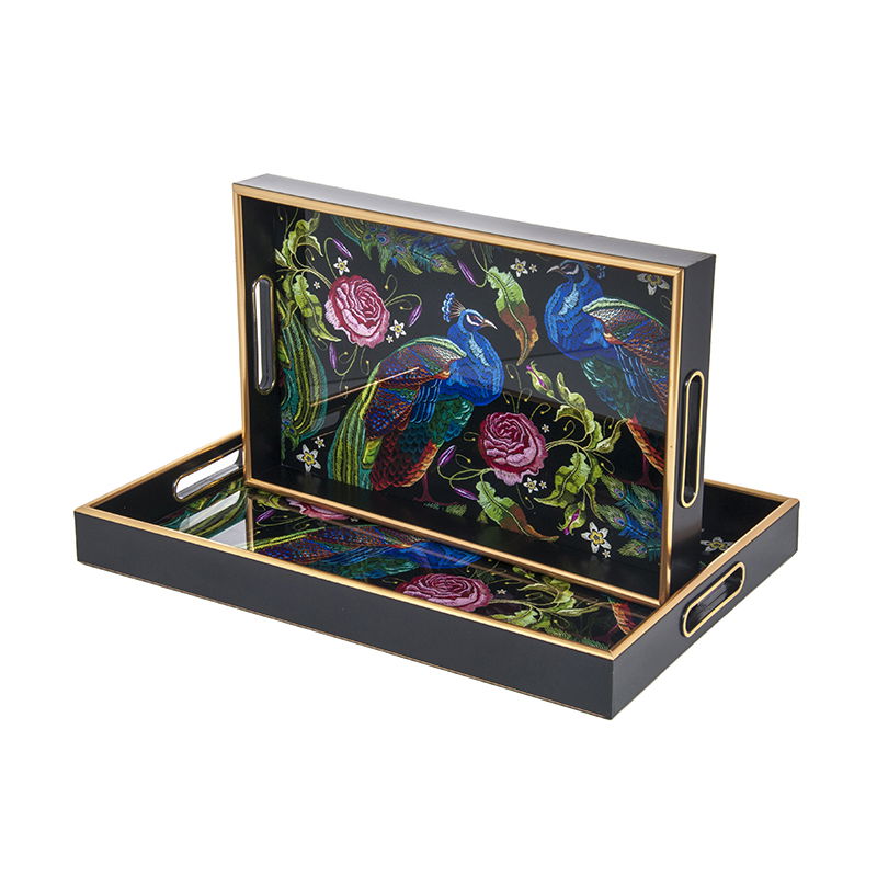 Dekoratyvinis stiklinis padėklas EDEN, 40 x 25 x 4,5 cm-0