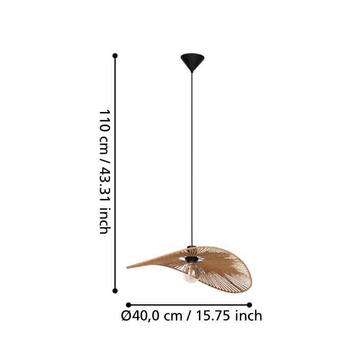 Pakabinamas šviestuvas EGLO SIRUELA, 1 x 42 W, E27, 40 x 56 x 110 cm - 3