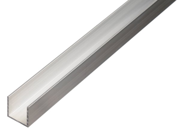 Aliumininis U profiliuotis, anoduotas, sidabrinės sp., 473822, 10 x 12 x 10 x 1,5 x 1000 mm
