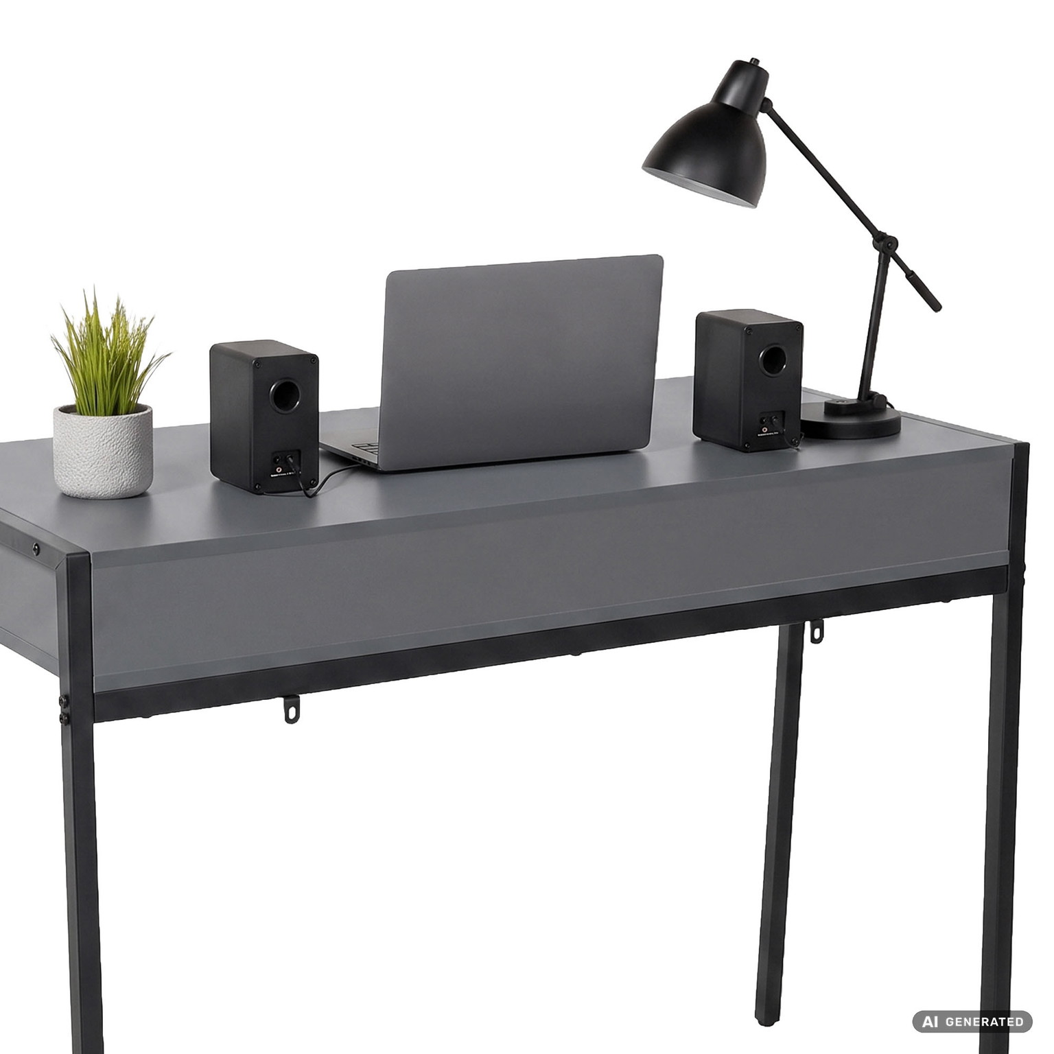 Rašomasis stalas su stalčiais Akord Furniture Factory Zentia, 100 cm x 45 cm, 80.5 cm, grafito sp./juoda sp. - 4
