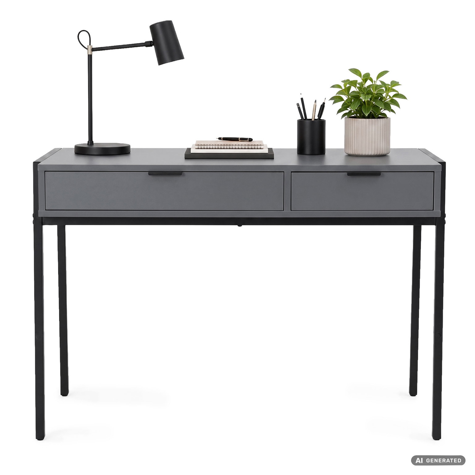 Rašomasis stalas su stalčiais Akord Furniture Factory Zentia, 100 cm x 45 cm, 80.5 cm, grafito sp./juoda sp.-1