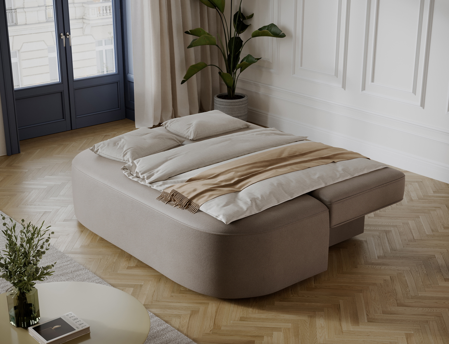 Sofa-lova Lilana Sola 18, smėlio sp., 193 x 96 cm x 93 cm - 6