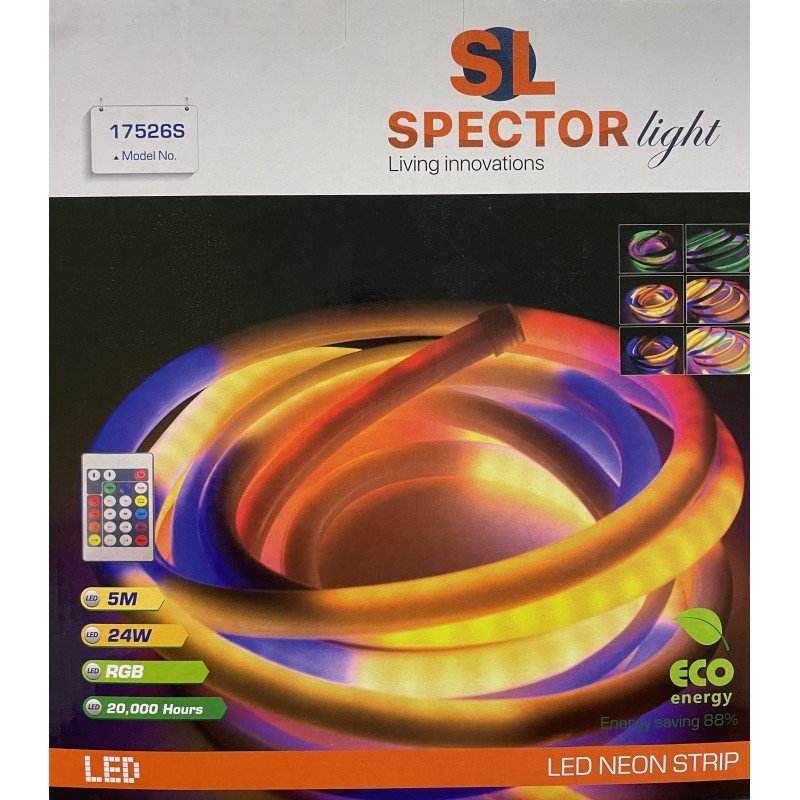 LED juostos rinkinys SPECTOR LIGHT,IP44,45W,RGB neoninė šviesa,valdoma pulteliu,5m,60LED/m