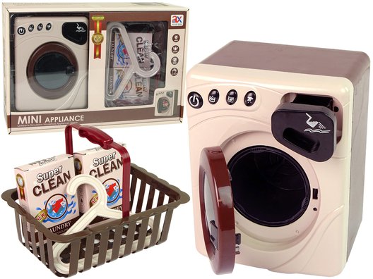 Žaislinė skalbimo mašina su krepšeliu ir priedais - 3