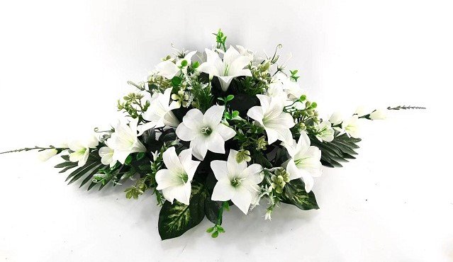 Dirbtinių gėlių puokštė LILLY, baltos sp., 28 žiedai, 84 x 44 x 29 cm
