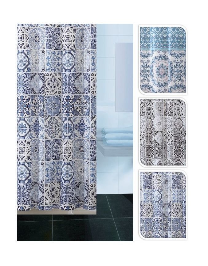 Dušo užuolaida, marokietiškas dizainas, 3 spalvų, PEVA, 180 x 180 cm - 2