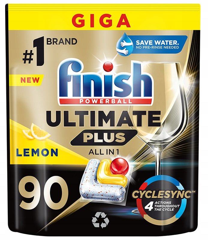 Indaplovių kapsulės FINISH Powerball Ultimate Plus Lemon, 90 vnt