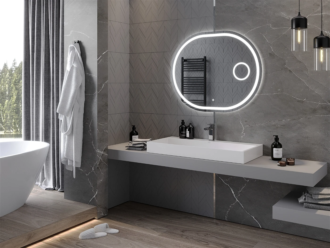Vonios veidrodis Mexen Umba su LED apšvietimu ir šildymo kilimėliu, 100 x 80 cm-2