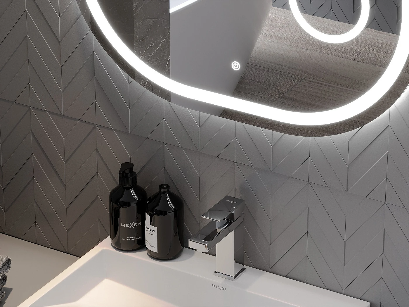 Vonios veidrodis Mexen Umba su LED apšvietimu ir šildymo kilimėliu, 100 x 80 cm - 5