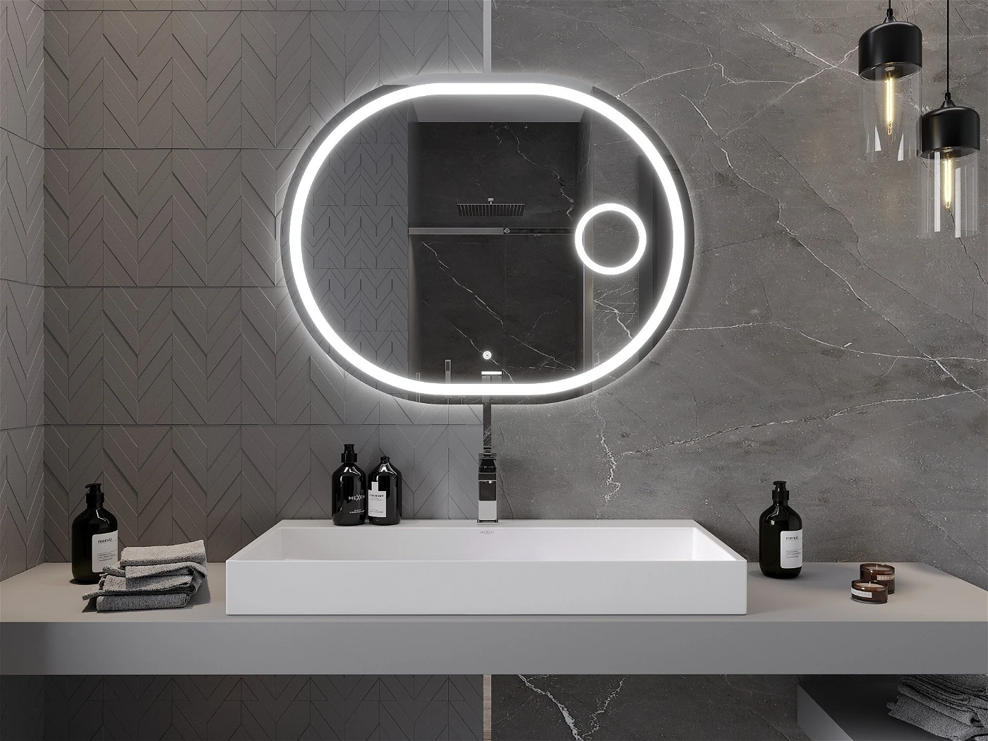 Vonios veidrodis Mexen Umba su LED apšvietimu ir šildymo kilimėliu, 100 x 80 cm - 4