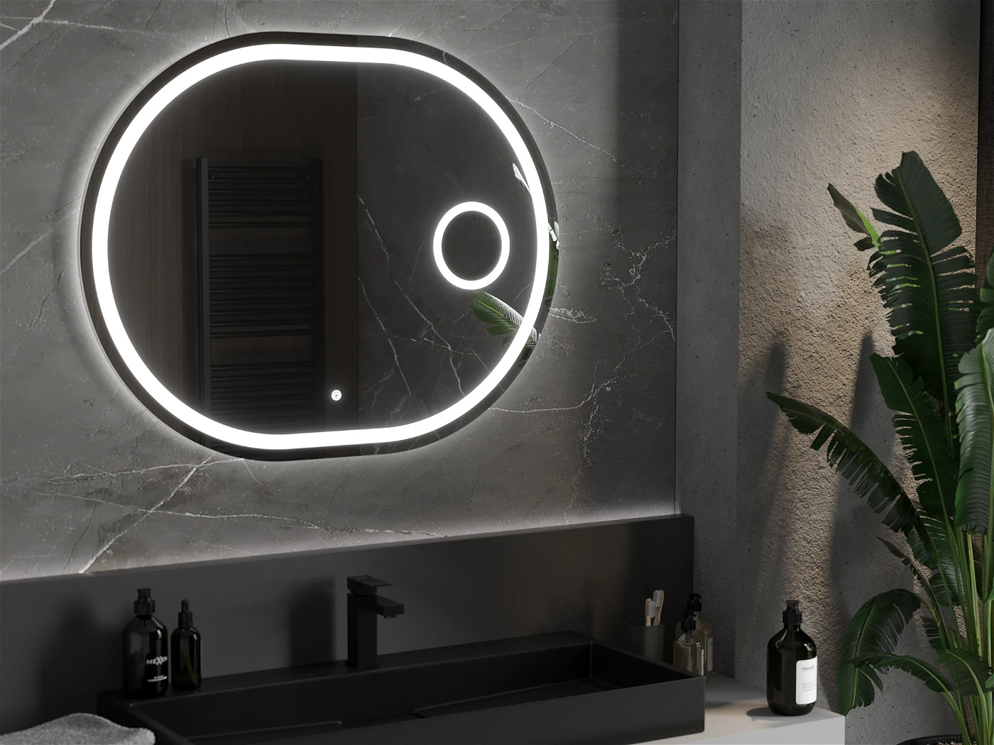 Vonios veidrodis Mexen Umba su LED apšvietimu ir šildymo kilimėliu, 100 x 80 cm-1