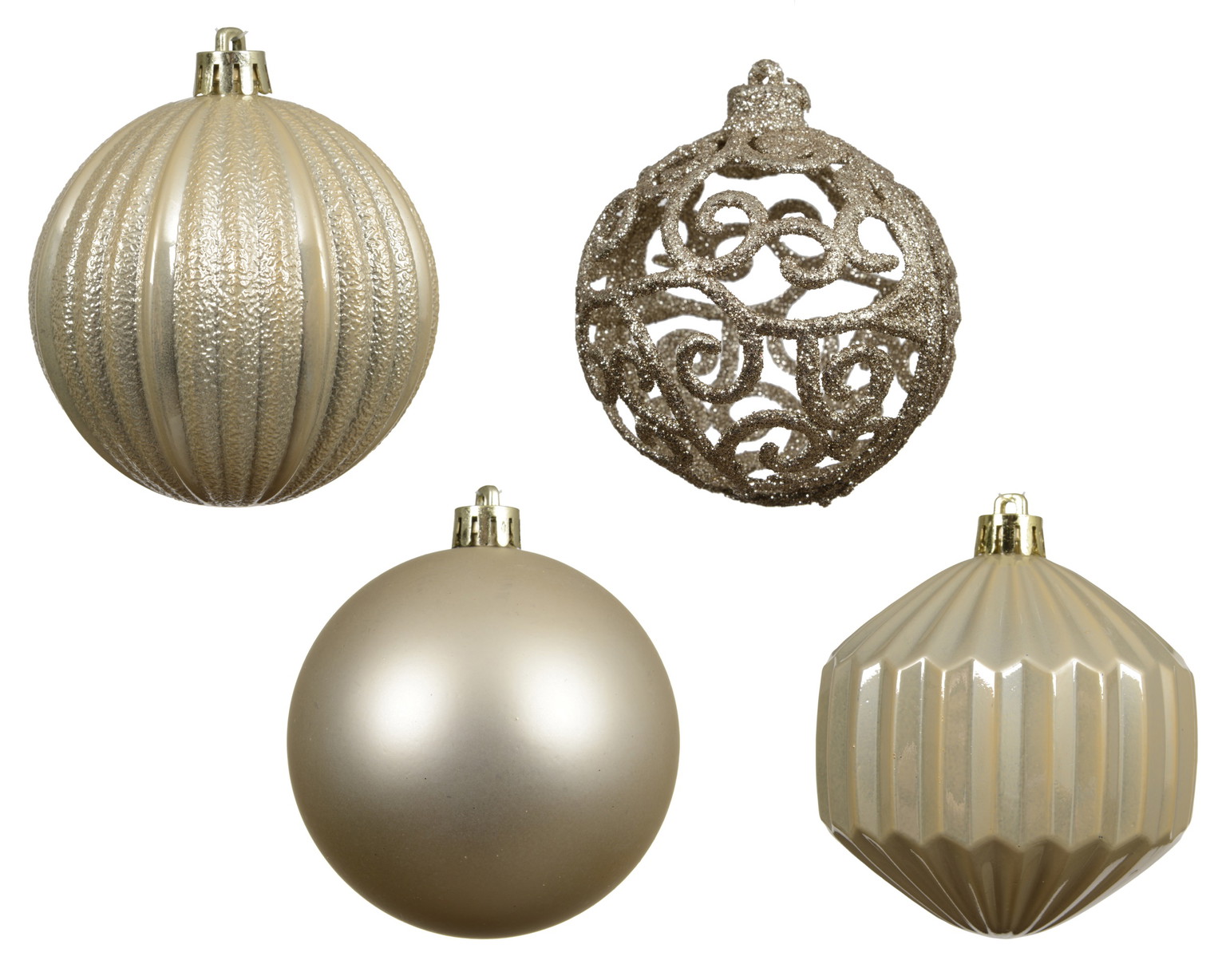Kalėdinių eglės žaisliukų rinkinys BAUBLE, šampaninės sp., 8 cm, 16 vnt