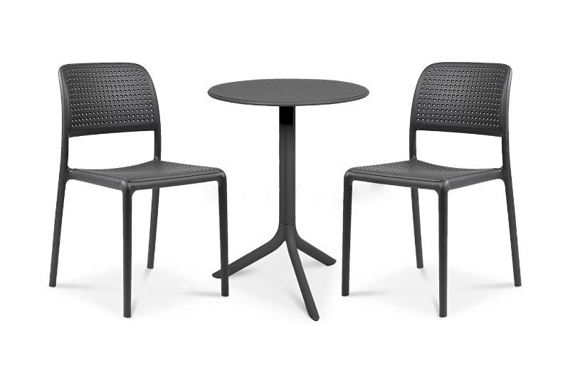 Lauko baldų komplektas BORA BISTROT/STEP 2+1, Antracite-1