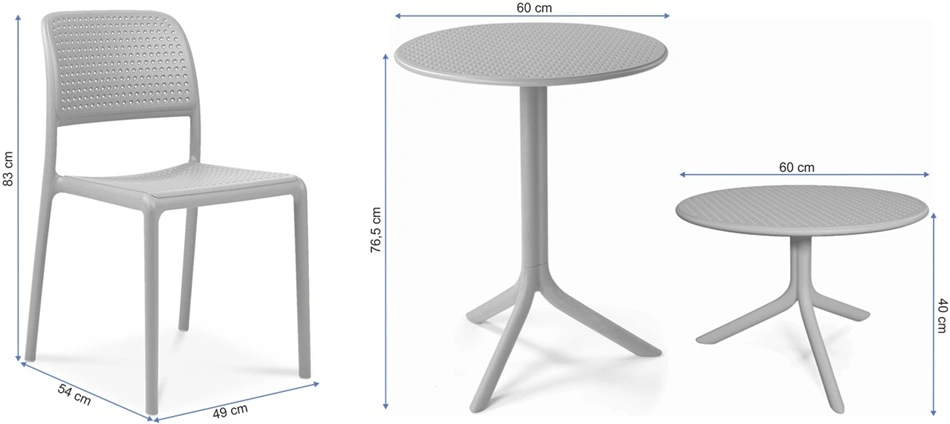 Lauko baldų komplektas BORA BISTROT/STEP 2+1, Antracite-0