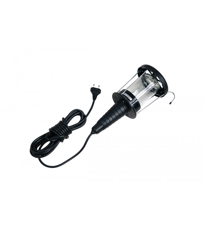 Darbo lempa GTV, E27, max 60W, 5m laidas, juodos spalvos-0