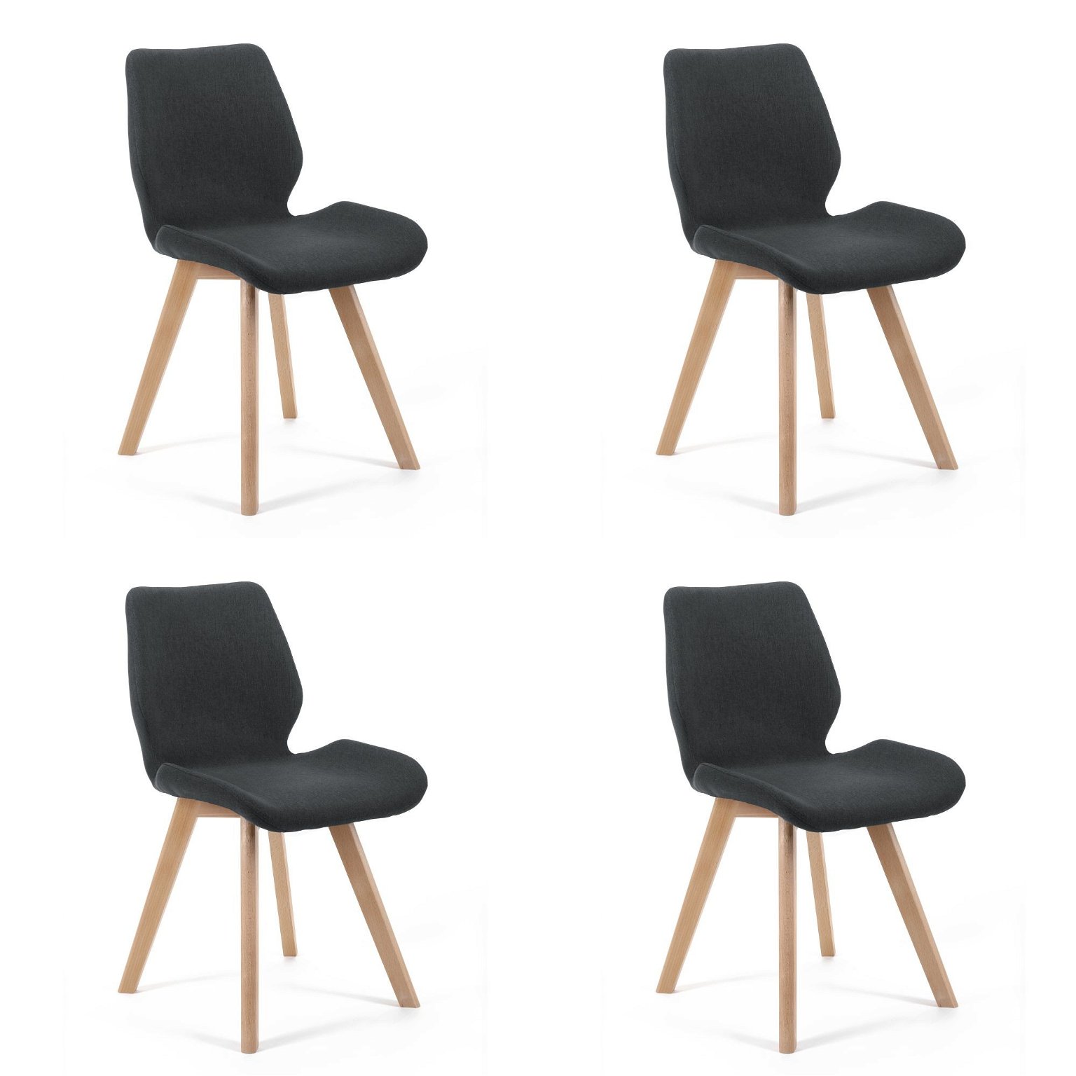 4-rių kėdžių komplektas SJ.0159, juodas - 2