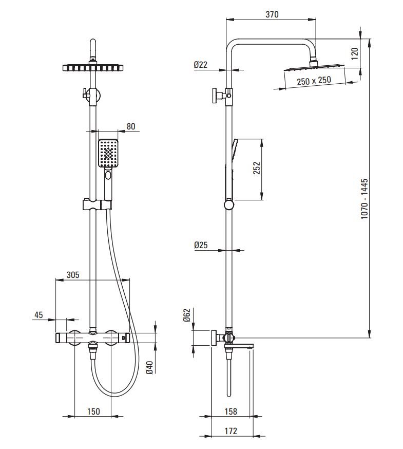 Dušo sistema Deante su termostatiniu vonios maišytuvu NAC_Z1HT, aukso - 4