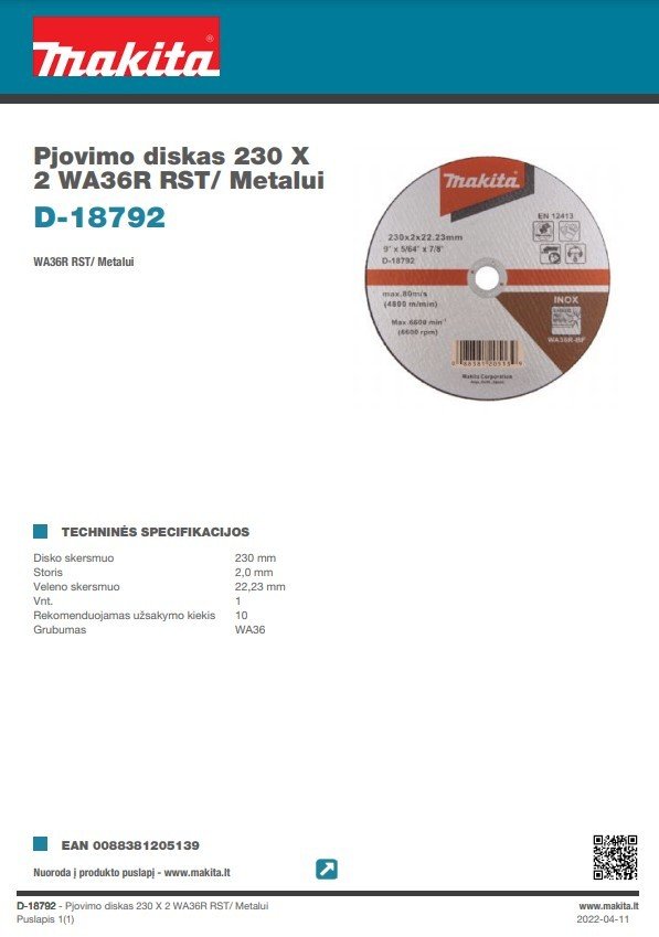 Metalo pjovimo diskas MAKITA, 230 x 2,0 mm - 4