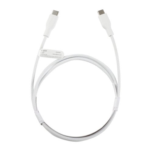 Įkrovimo laidas DELTACO, USB-C į USB-C, 60 W, 1 m, baltos sp.-1