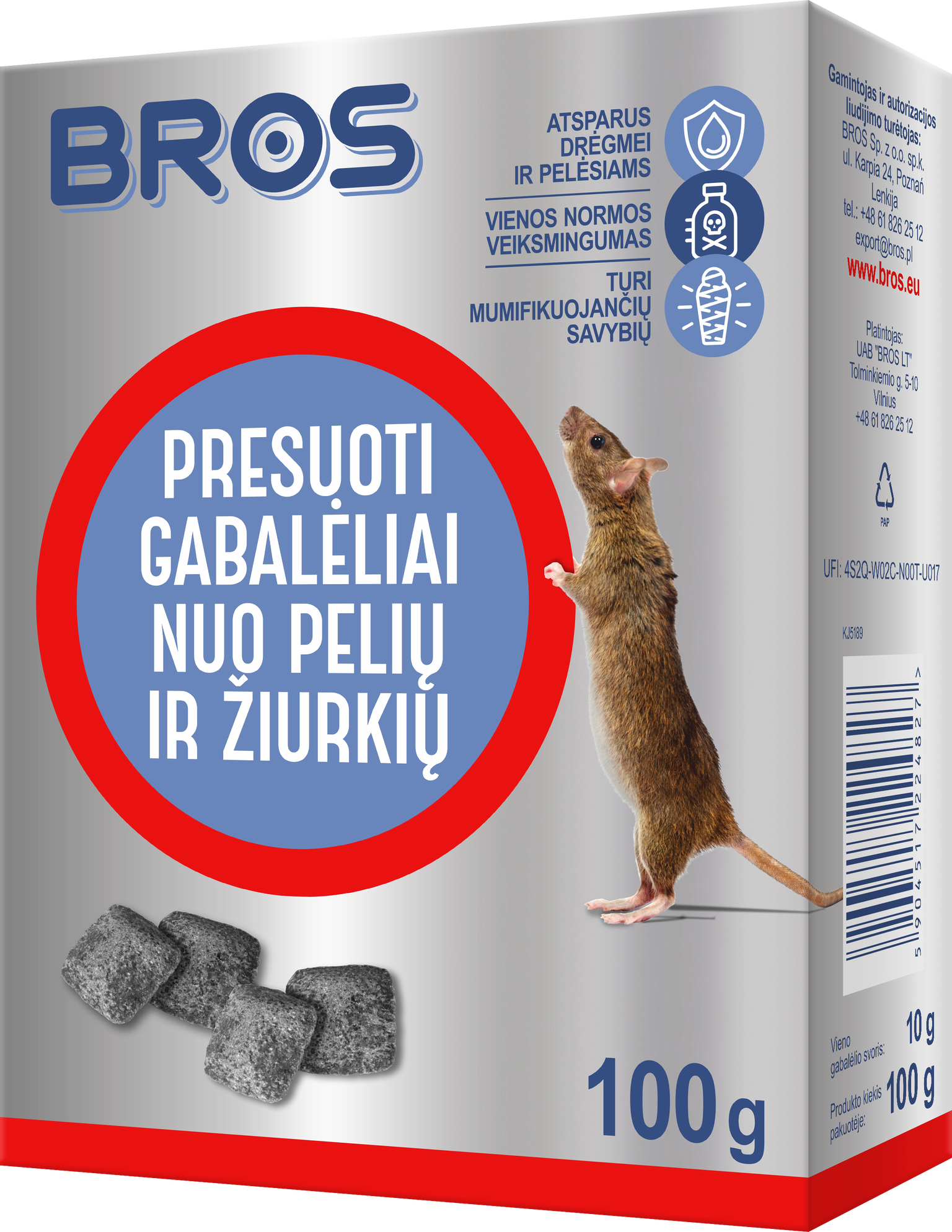 Gabalėliai nuo pelių ir žiurkių BROS, 100g-0