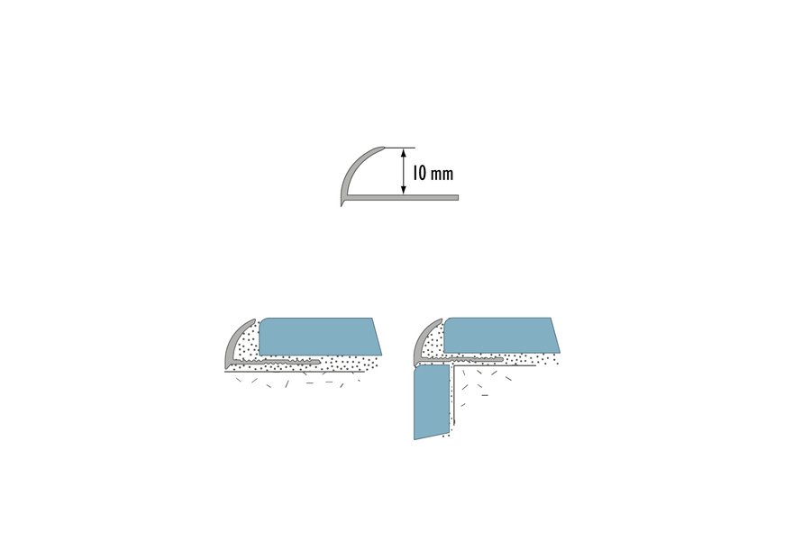 Aliuminis plytelių profilis, kraštas ovalus, sidabrinės spl., 10 mm x 2,50 m - 3